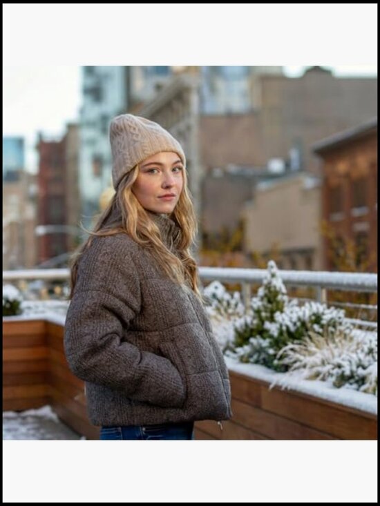 100% Cashmere Cable-Knit Beanie Hat Winter Accessory